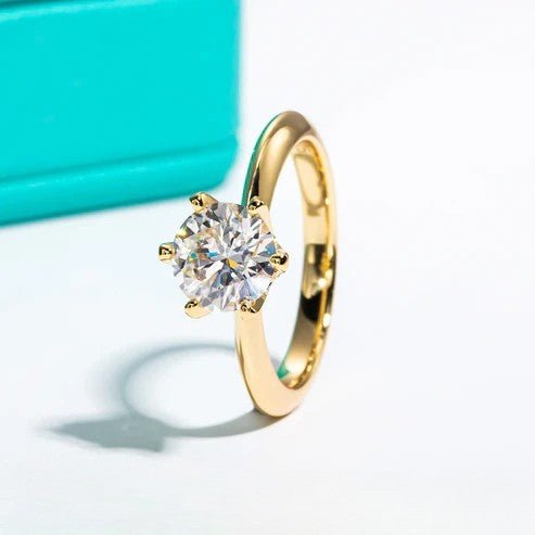 Kelly 2 or 3 Carats Solid Silver 18k Gold Plated Engagement Ring - Jessica Carlson