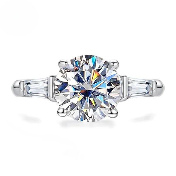Stephanie 3.6 Carats Silver Platinum Plated Engagement Ring