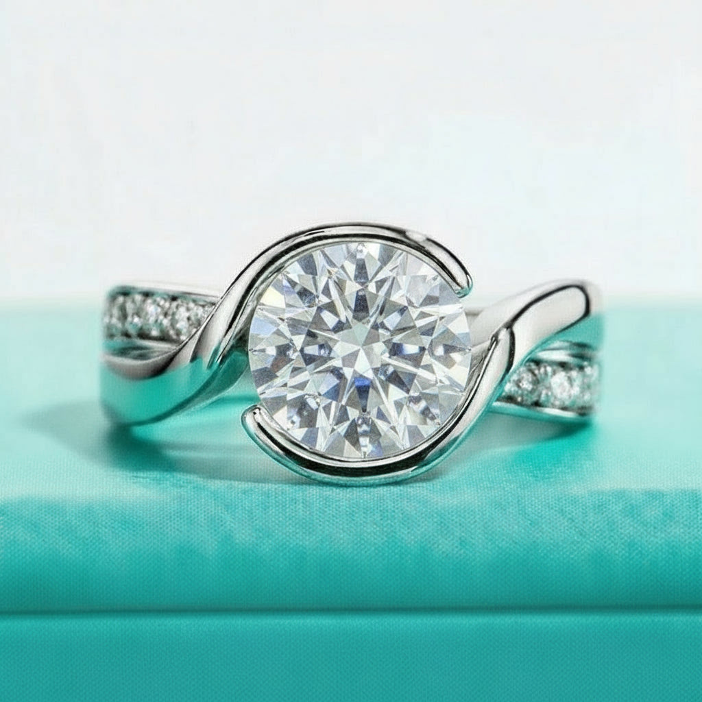 Chelsea 3.88 Carats Solid Silver 18k Gold Plated Engagement Ring