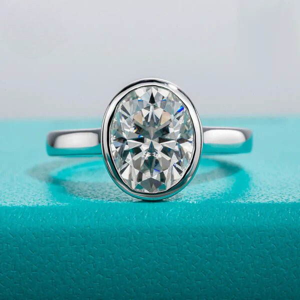 Luna 3 Carats Silver Platinum Plated Engagement Ring