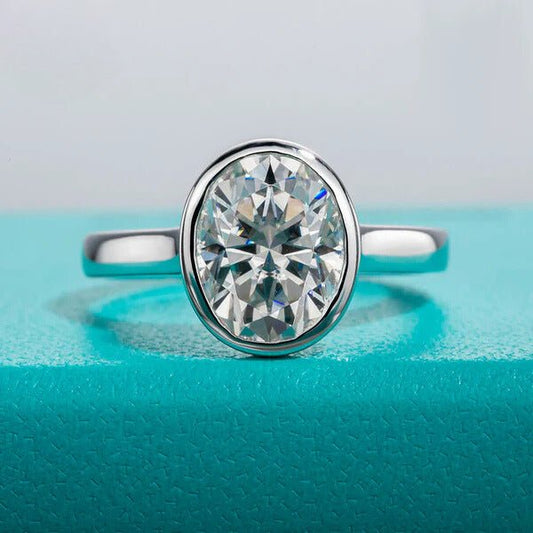 Luna 3 Carats Solid Silver Platinum Plated Engagement Ring