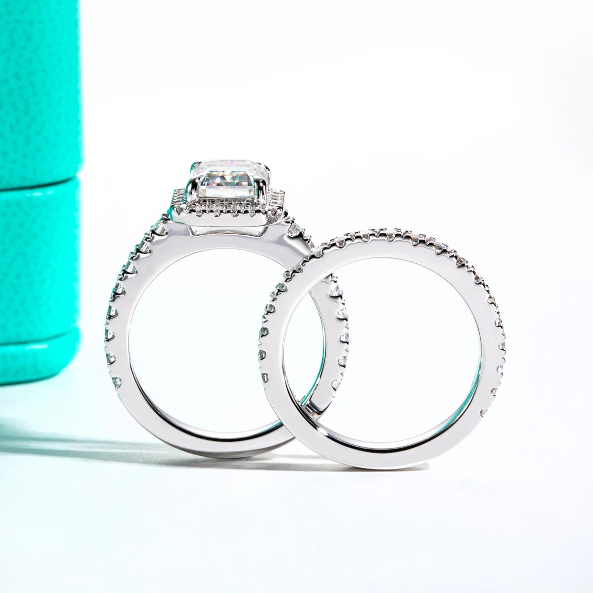 Bao 3.70 Carats Silver Platinum Plated + Wedding Band