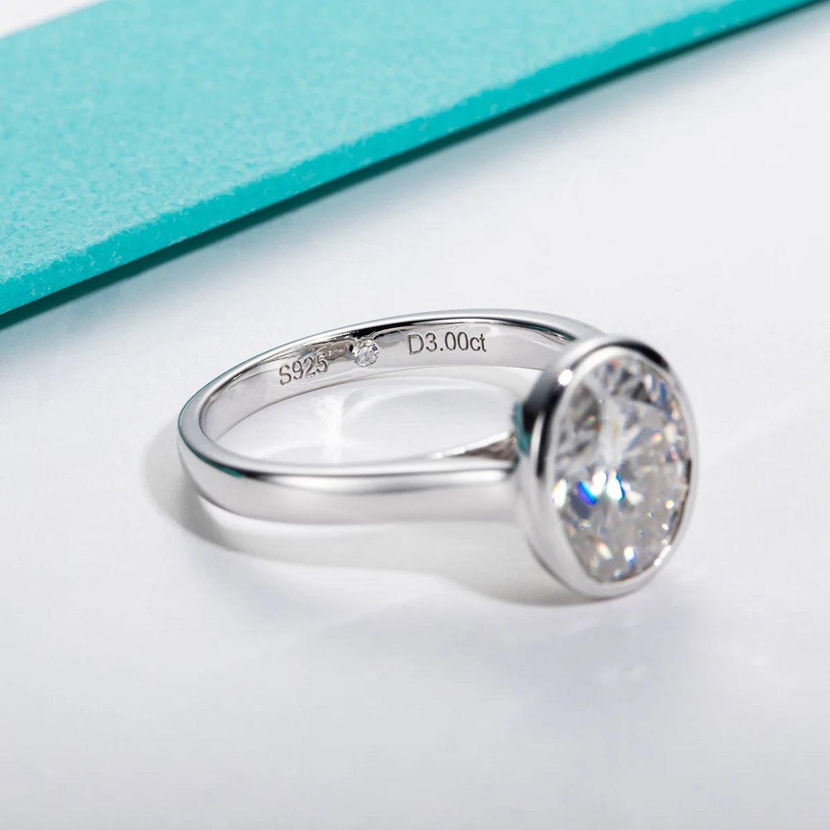 Luna 3 Carats Silver Platinum Plated Engagement Ring
