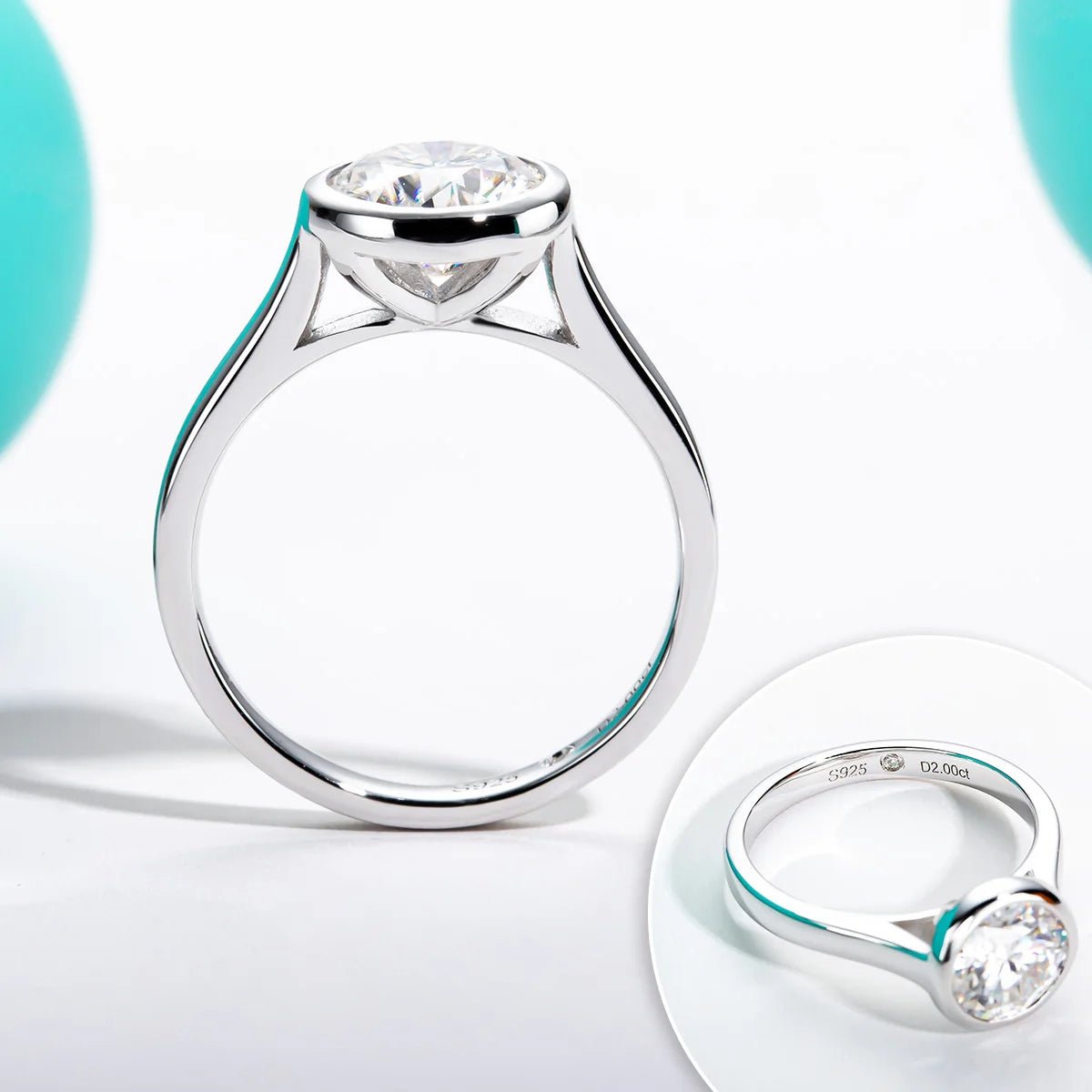 Barbara 3 Carats Silver Platinum Plated Engagement Ring