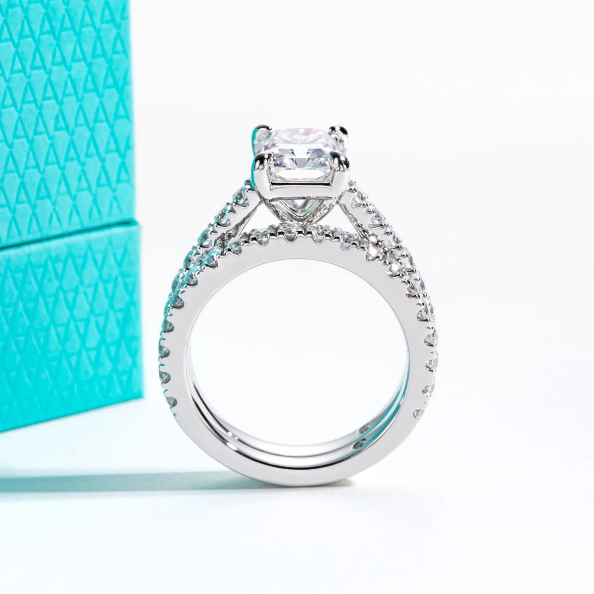 Mirelle 4.04 Carats Silver Platinum Plated + Wedding Band