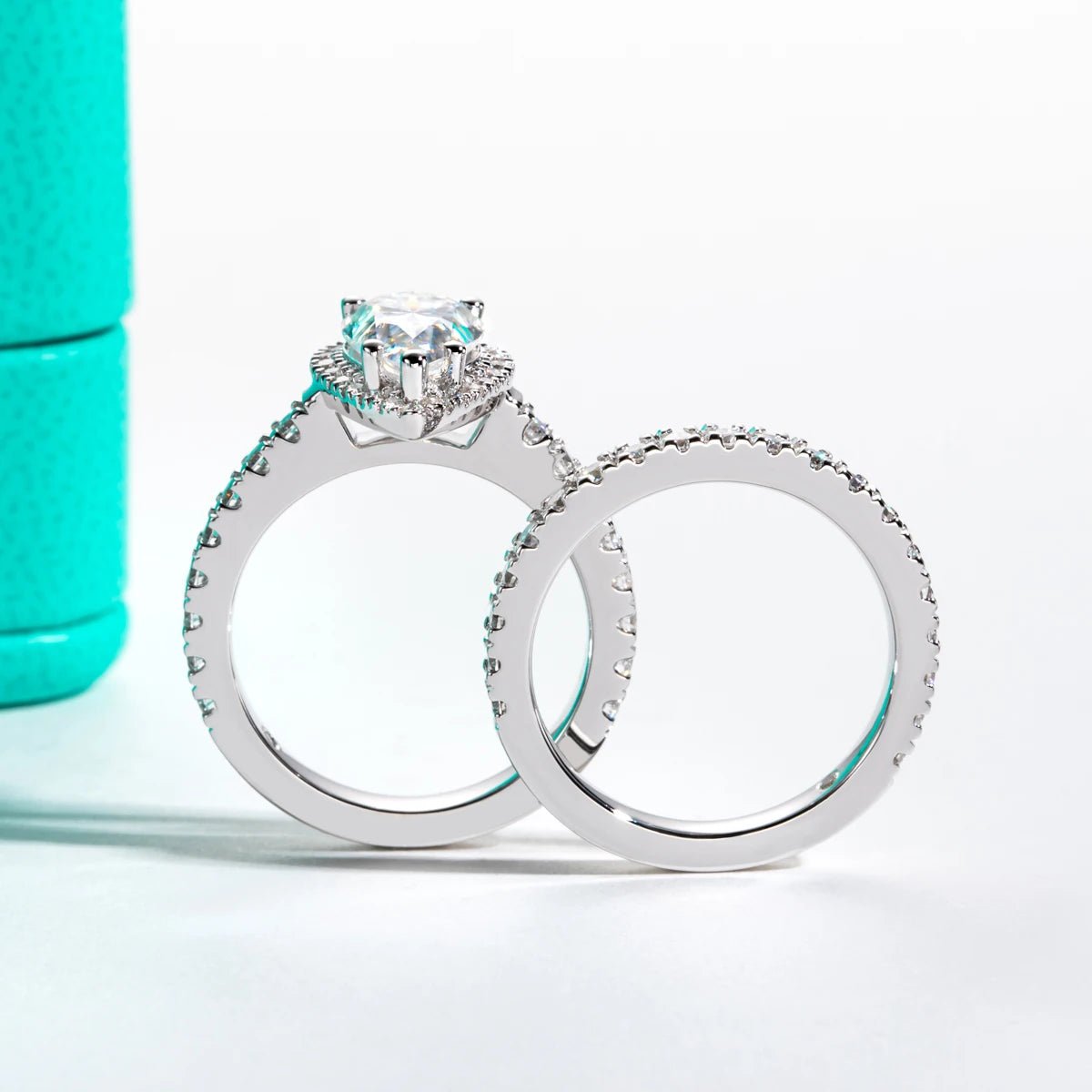 Celeste 3.70 Carats Solid Silver Platinum Plated + Wedding Band