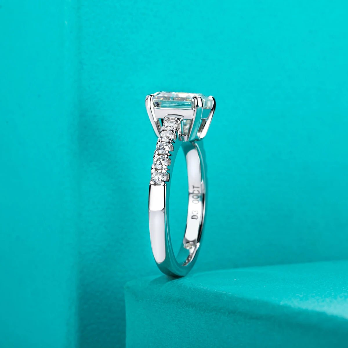 Margaret 3.30 Carats Silver Platinum Plated Engagement Ring
