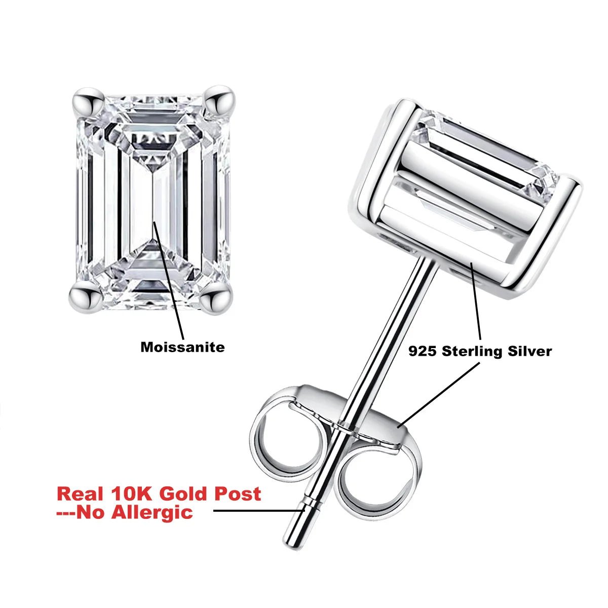 Jackie 925 Silver and 10k Gold Emerald Earrings, 1-4 Carats