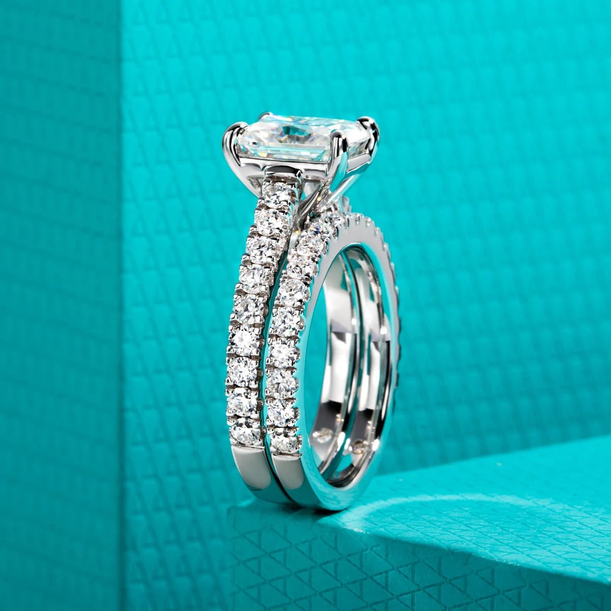Mirelle 4.04 Carats Silver Platinum Plated + Wedding Band