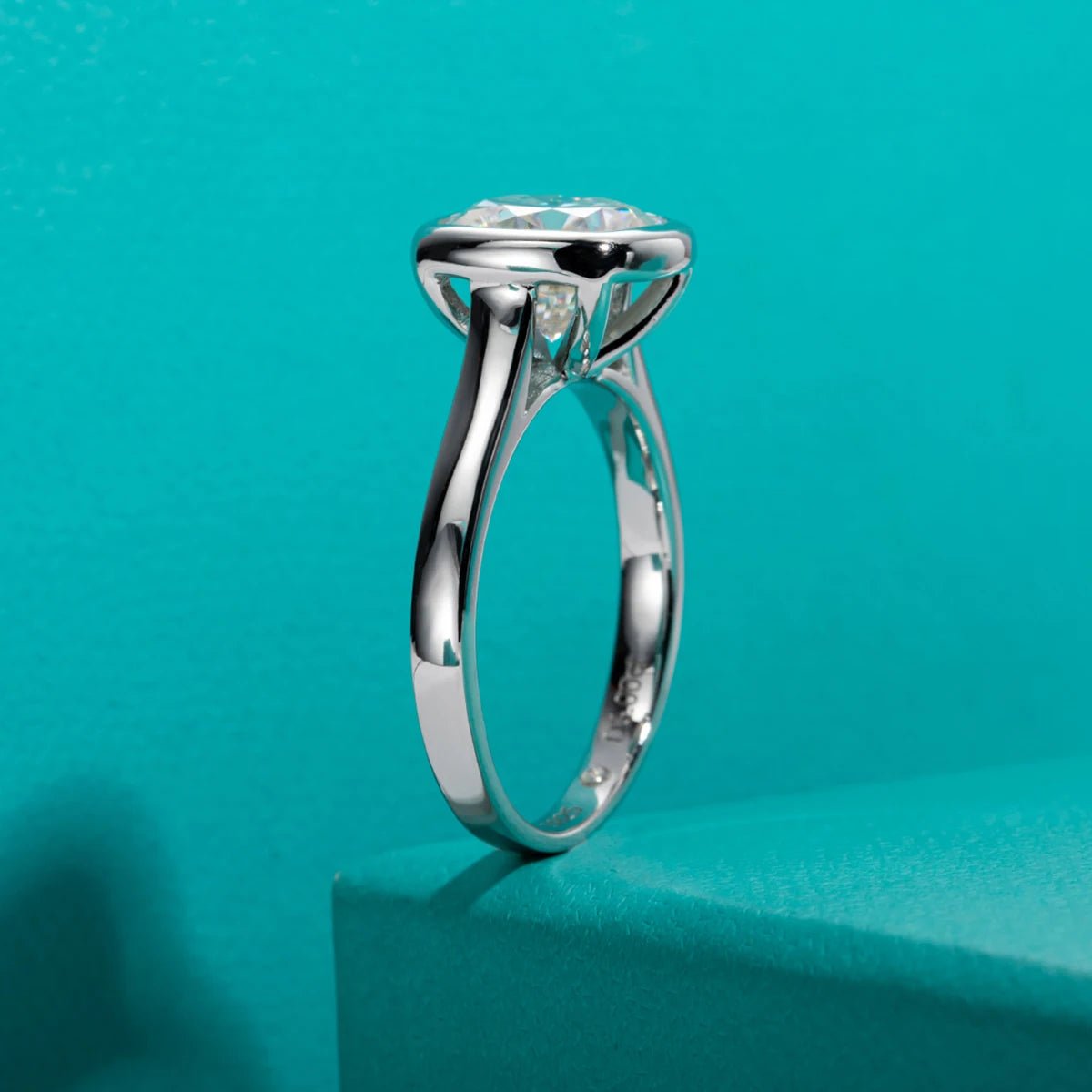 Autumn 3 Carats Silver Platinum Plated Engagement Ring