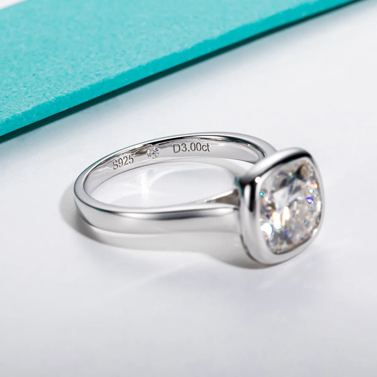 Autumn 3 Carats Silver Platinum Plated Engagement Ring
