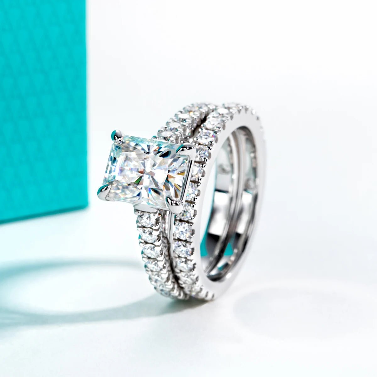 Mirelle 4.04 Carats Silver Platinum Plated + Wedding Band
