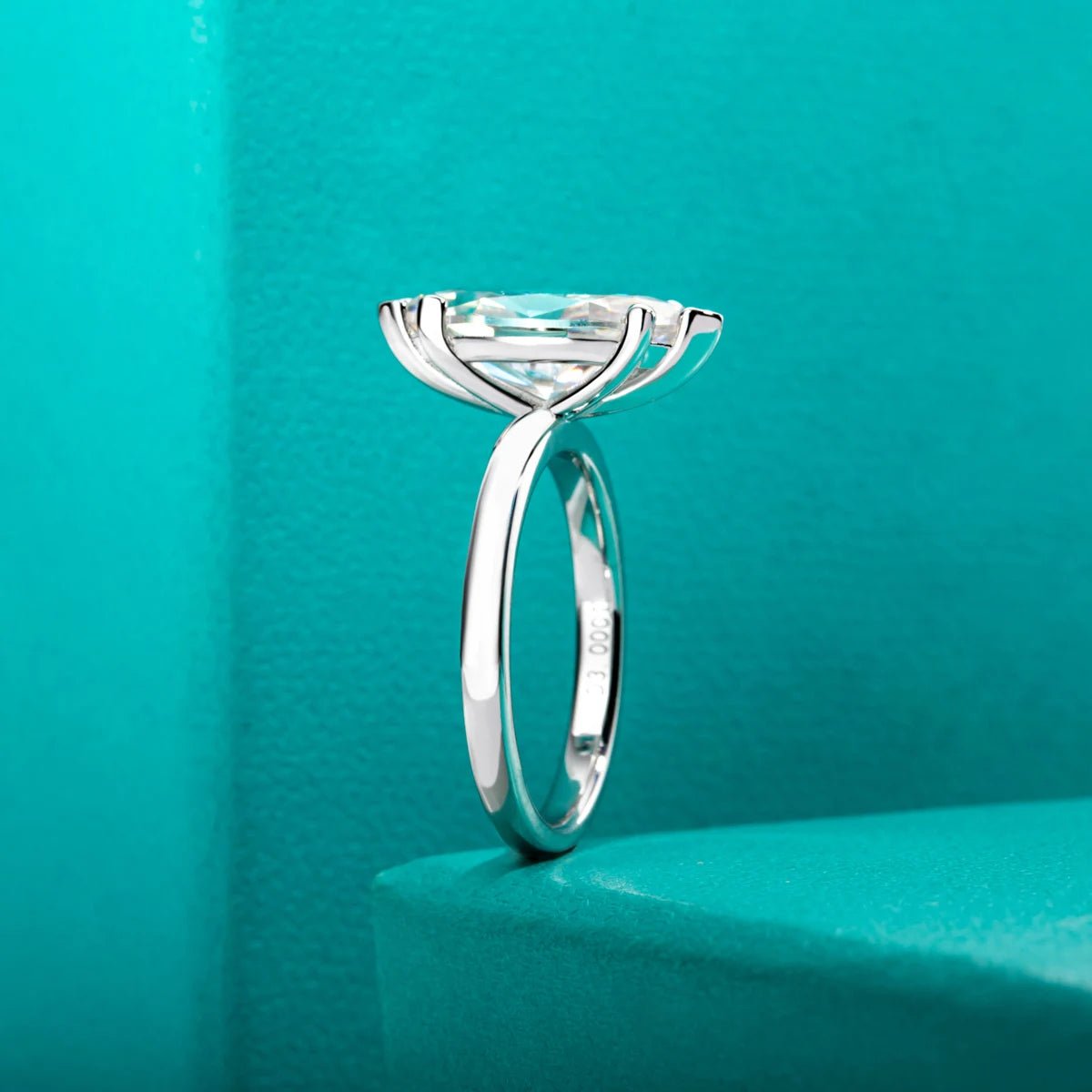 Make it Marquise 3 Carats Silver Platinum Plated Engagement Ring