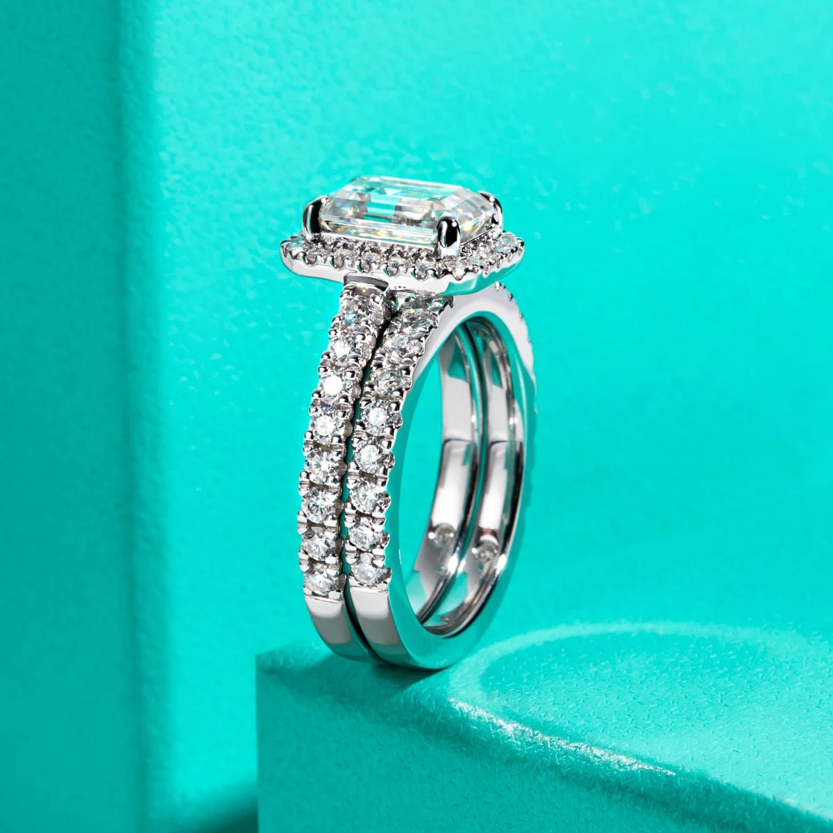 Bao 3.70 Carats Silver Platinum Plated + Wedding Band