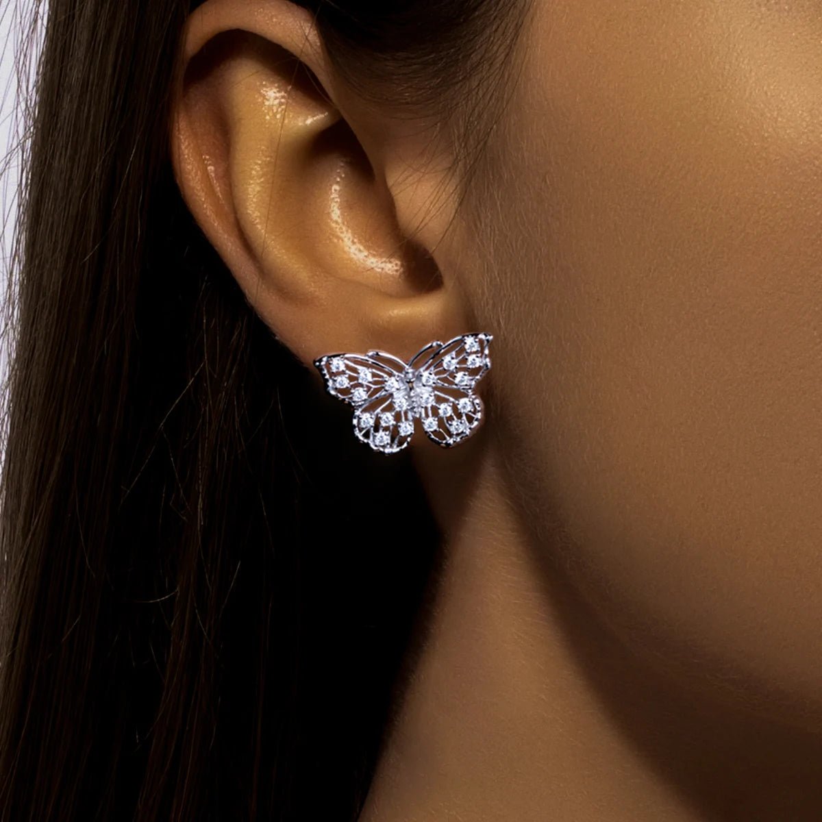 Butterfly 0.68 Carat 18k Gold Plated Stud Earrings