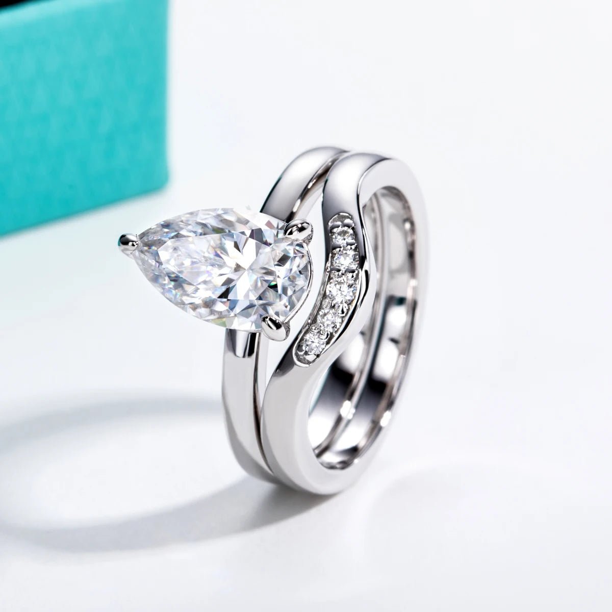 Soren 3.05 Carats Solid Silver Platinum Plated Engagement Ring + Wedding Band Set