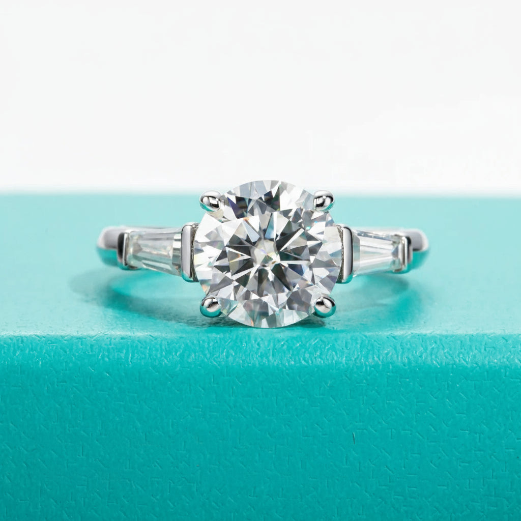 Stephanie 3.6 Carats Silver Platinum Plated Engagement Ring