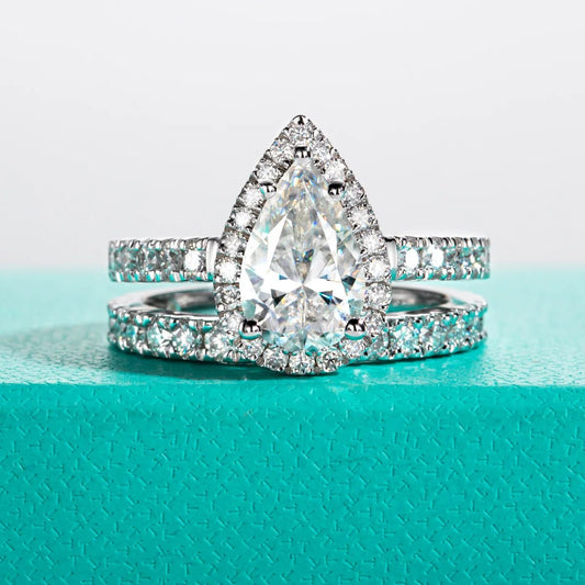 Celeste 3.70 Carats Solid Silver Platinum Plated + Wedding Band