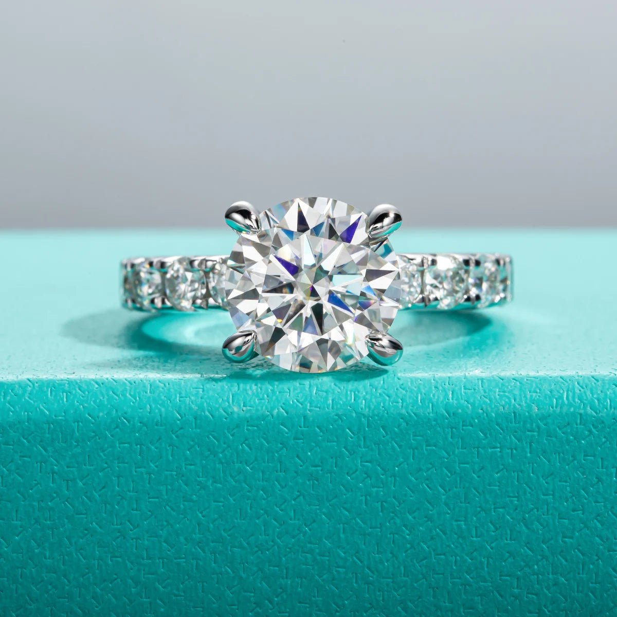 Bridal Set 9.9 Carats Silver Platinum Plated Engagement Ring + Wedding Band