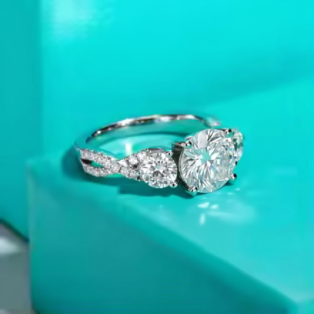 Destiny 4.25 Carats Silver Platinum Plated Engagement Ring
