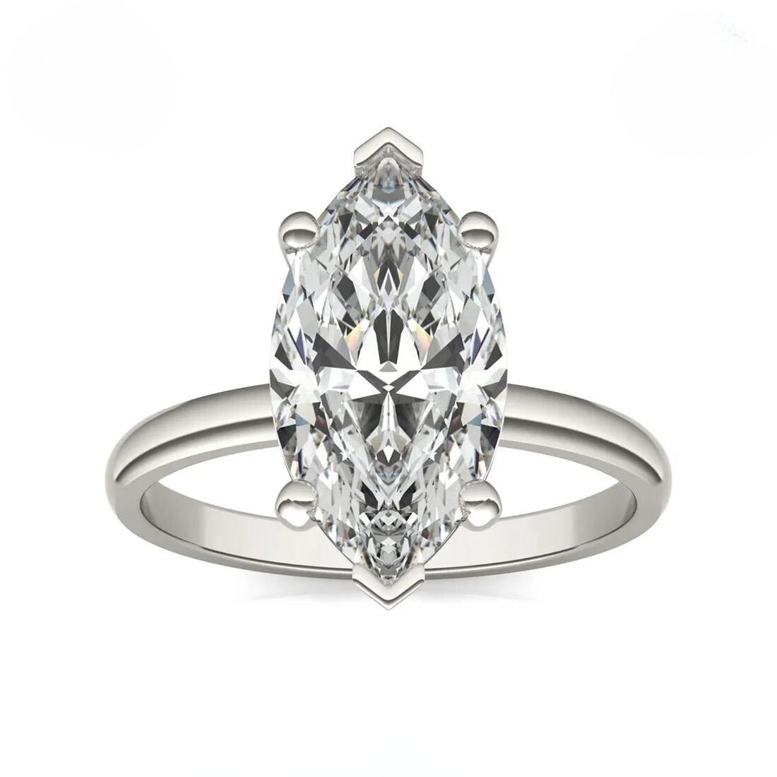 Make it Marquise 3 Carats Silver Platinum Plated Engagement Ring