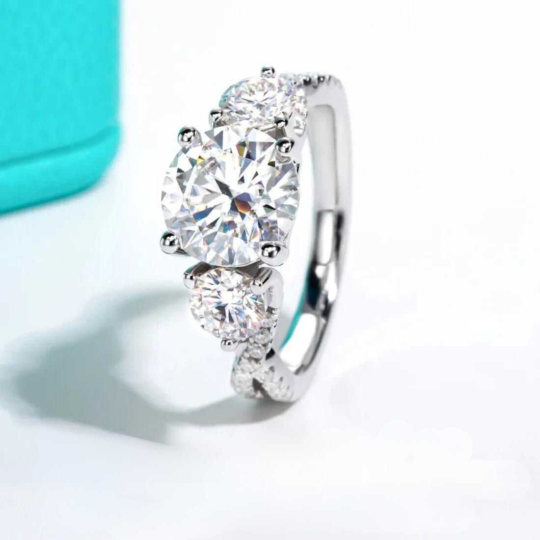 Destiny 4.25 Carats Silver Platinum Plated Engagement Ring