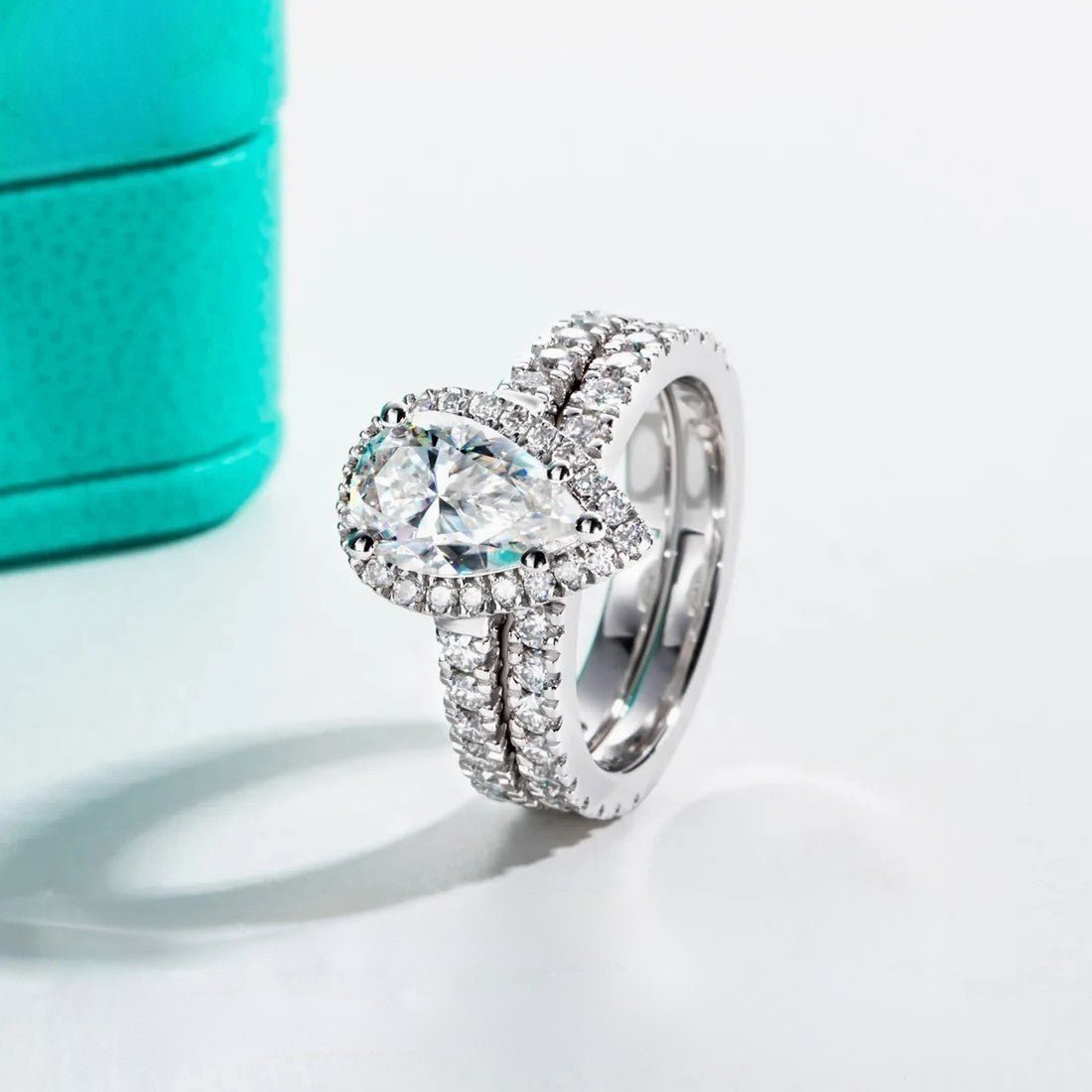 Celeste 3.70 Carats Silver Platinum Plated + Wedding Band