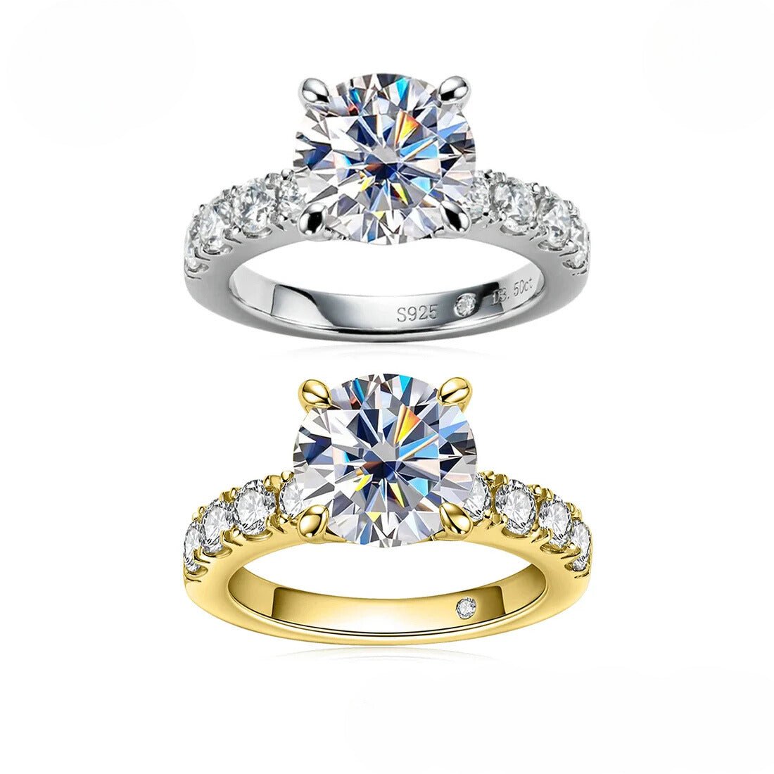 Hailey 4.3 Carats Silver 18k Gold Plated Engagement Ring