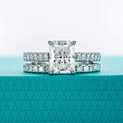 Mirelle 4.04 Carats Silver Platinum Plated + Wedding Band