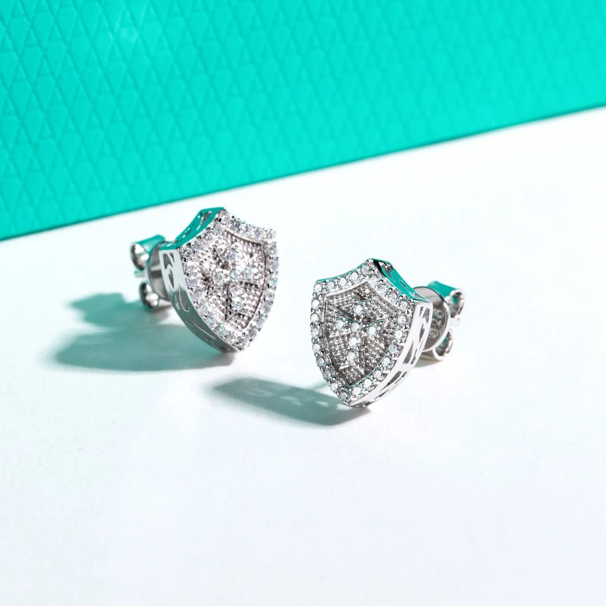 Sheldon 0.3 Carats Silver Shield Studs