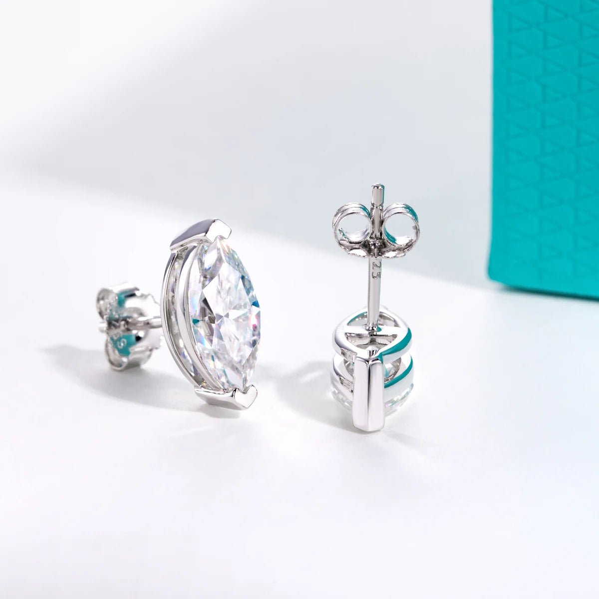 Cyra 0.5 to 3 Carats Silver Marquise Studs