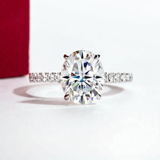 Rui 3.24 Carats Moissanite Solid 14k White or Yellow Gold Engagement Ring