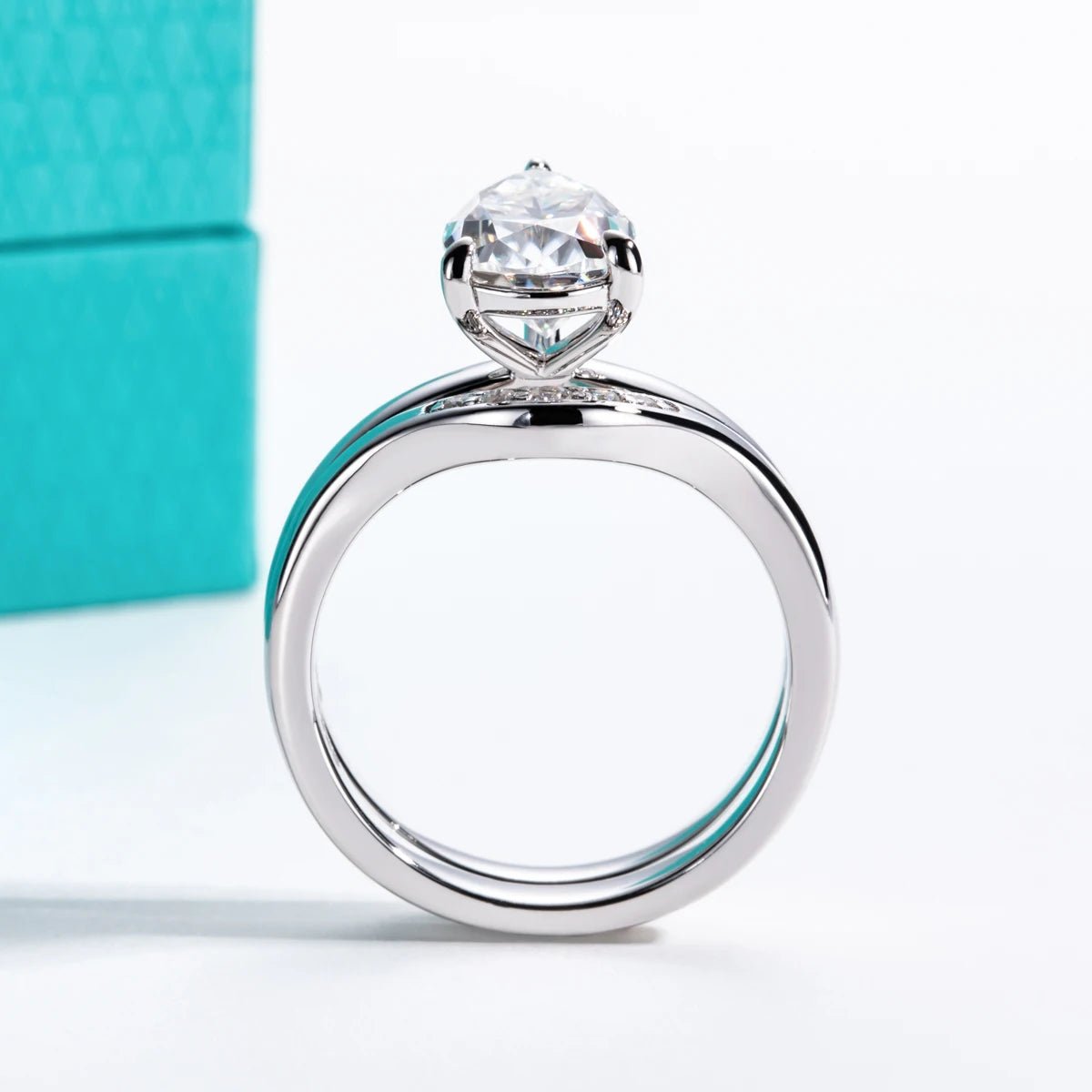 Soren 3.05 Carats Solid Silver Platinum Plated Engagement Ring + Wedding Band Set