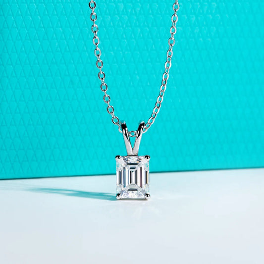 Beatrice 2 to 5 Carats Silver Emerald Pendant