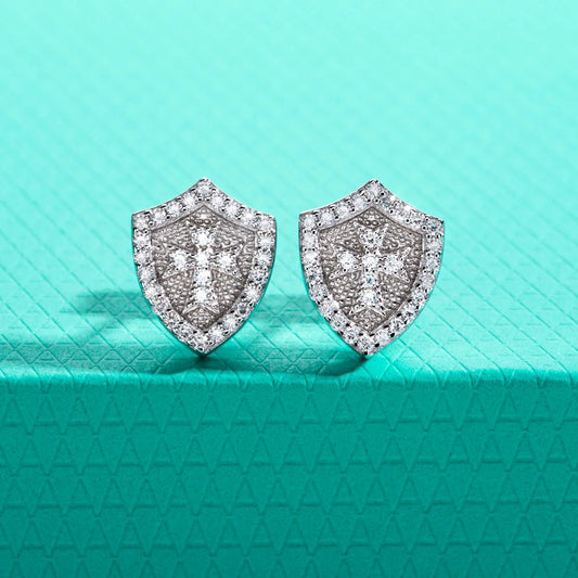 Sheldon 0.3 Carats Silver Shield Studs