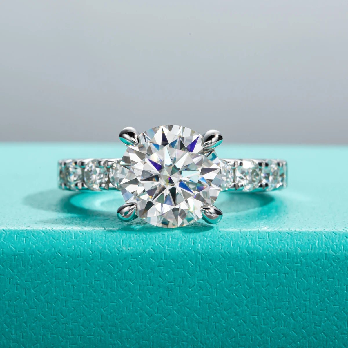 Susan 6.86 Carats Silver Platinum Plated + Wedding Band