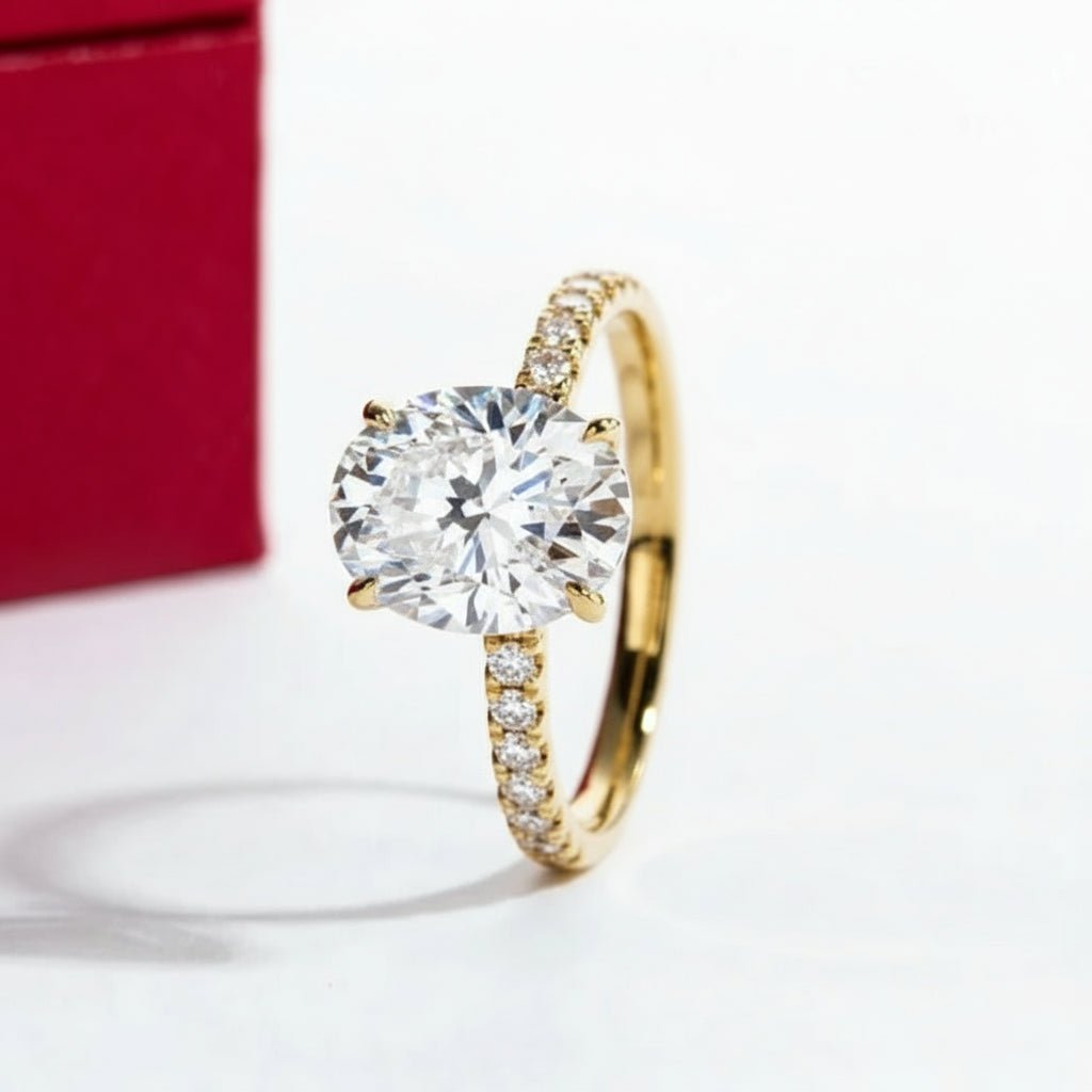 Rui 3.24 Carats Moissanite Solid 14k White or Yellow Gold Engagement Ring