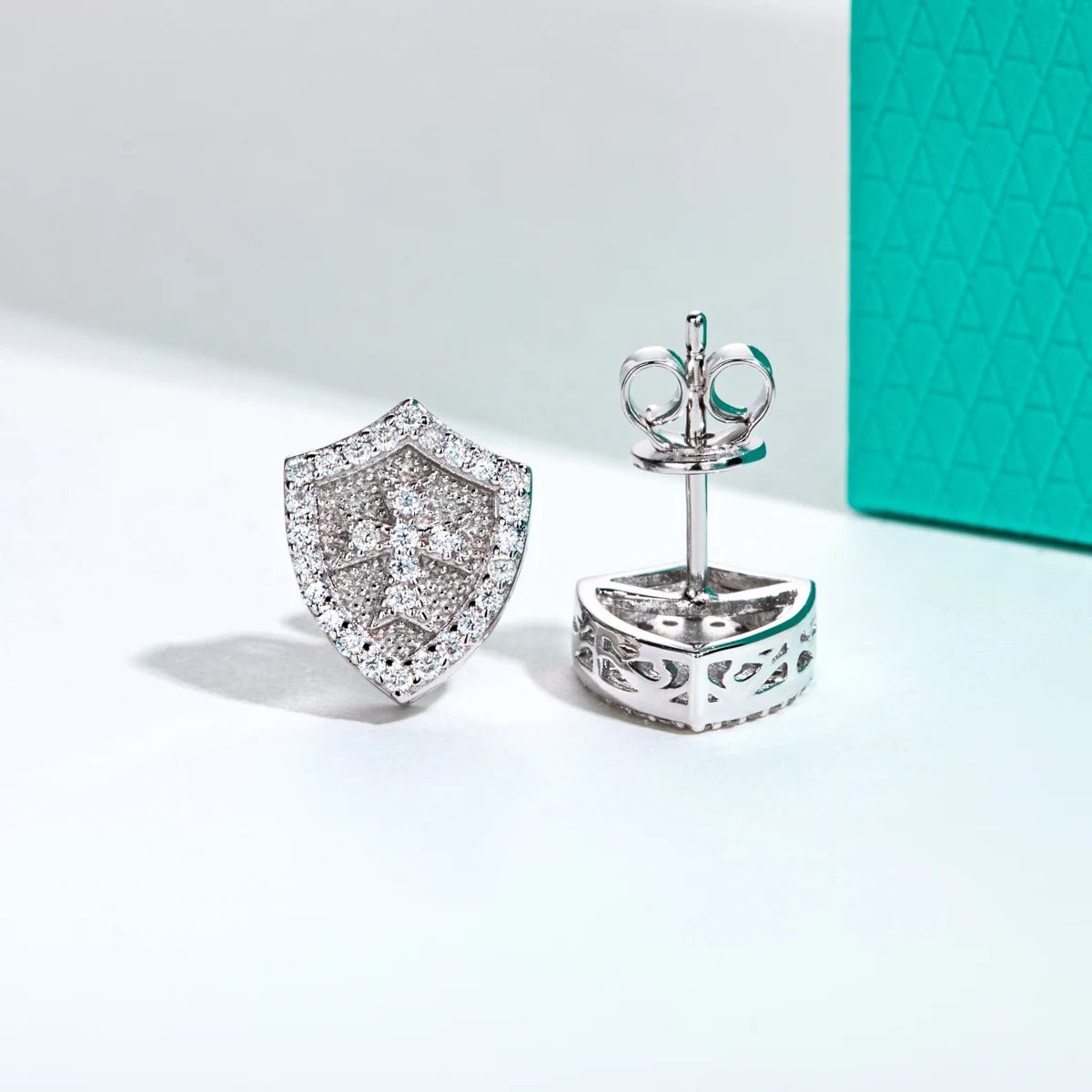 Sheldon 0.3 Carats Silver Shield Studs