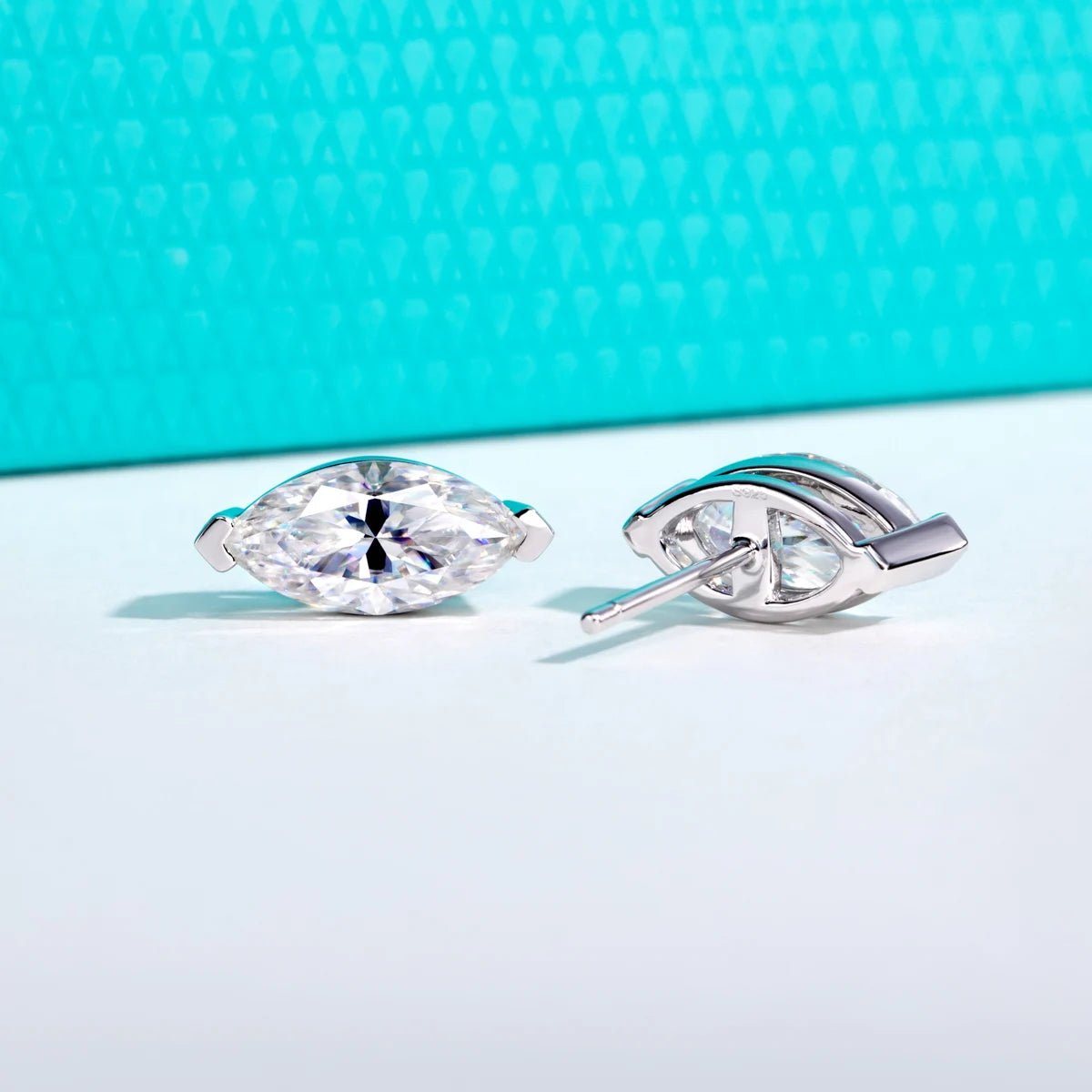 Cyra 0.5 to 3 Carats Silver Marquise Studs