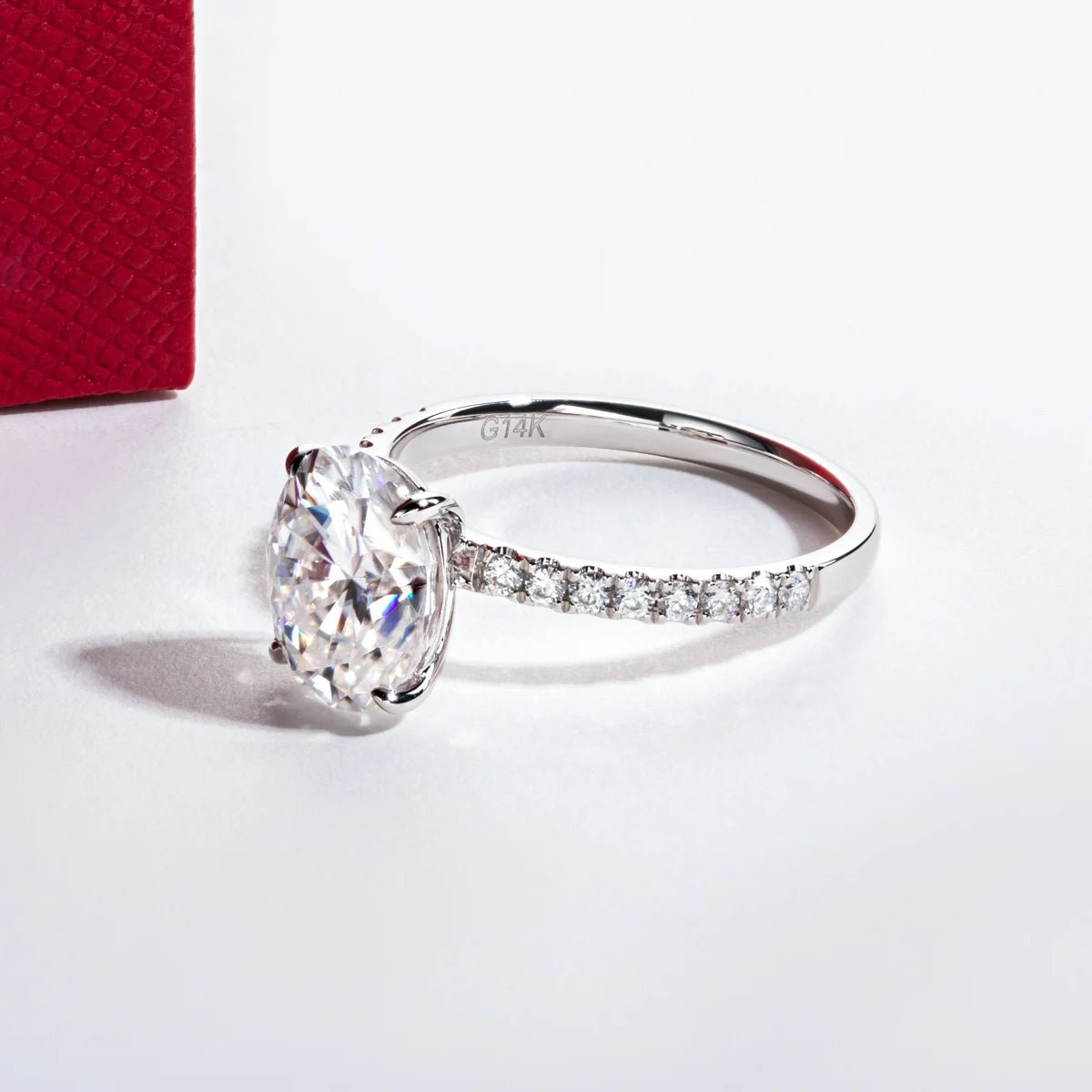 Rui 3.24 Carats Moissanite Solid 14k White or Yellow Gold Engagement Ring