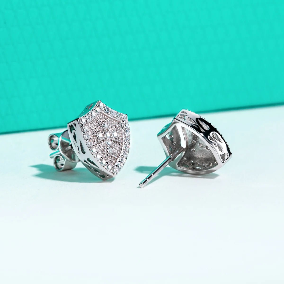 Sheldon 0.3 Carats Silver Shield Studs