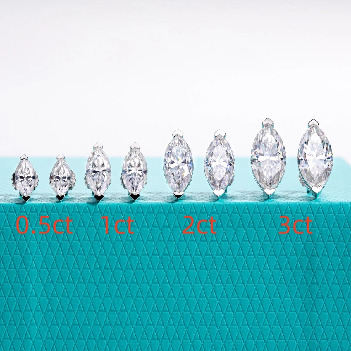 Cyra 0.5 to 3 Carats Silver Marquise Studs