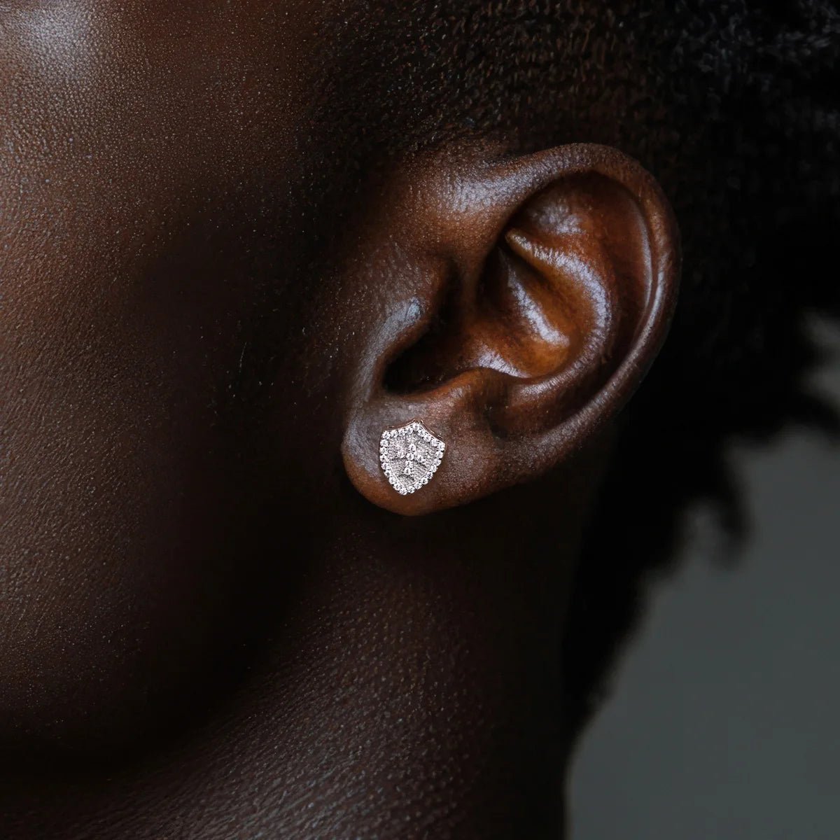 Sheldon 0.3 Carats Silver Shield Studs