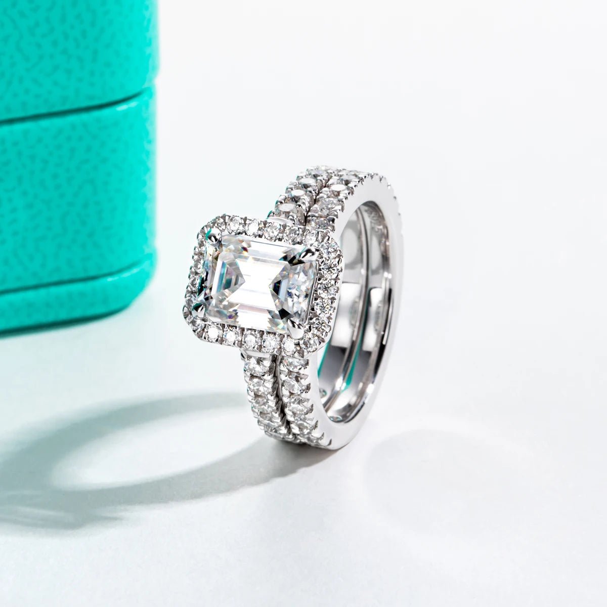 Bao 3.70 Carats Silver Platinum Plated + Wedding Band