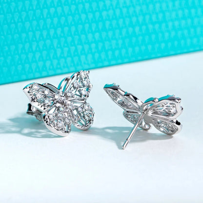 Butterfly 0.68 Carat 18k Gold Plated Stud Earrings