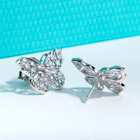 Butterfly 0.68 Carat 18k Gold Plated Stud Earrings