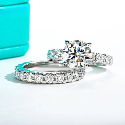 Susan 6.86 Carats Silver Platinum Plated + Wedding Band