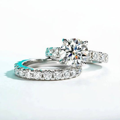 Susan 6.86 Carats Moissanite Engagement Ring + Wedding Band Set