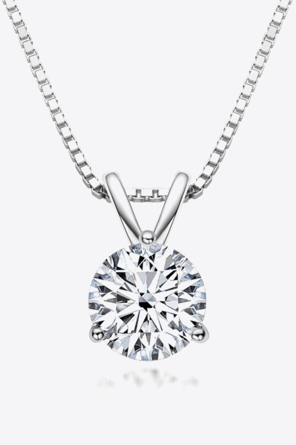 Timeless 1 Carat Platinum-Plated 925 Sterling Silver Moissanite Pendant Necklace - Jessica Carlson